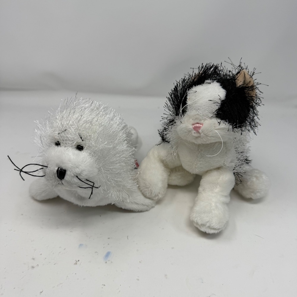 Ganz Webkinz Plush Lot Harp Seal HM023 & Black and White Cat HM016 Set of 2